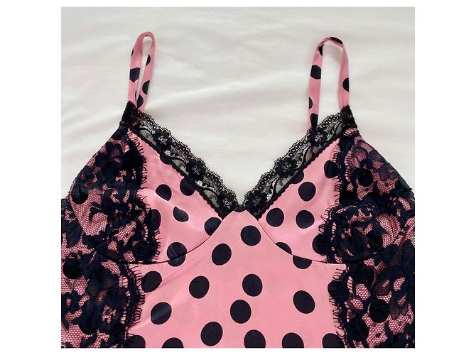 Dolce & Gabbana Top alças tecido e renda Preto Rosa - vista 4