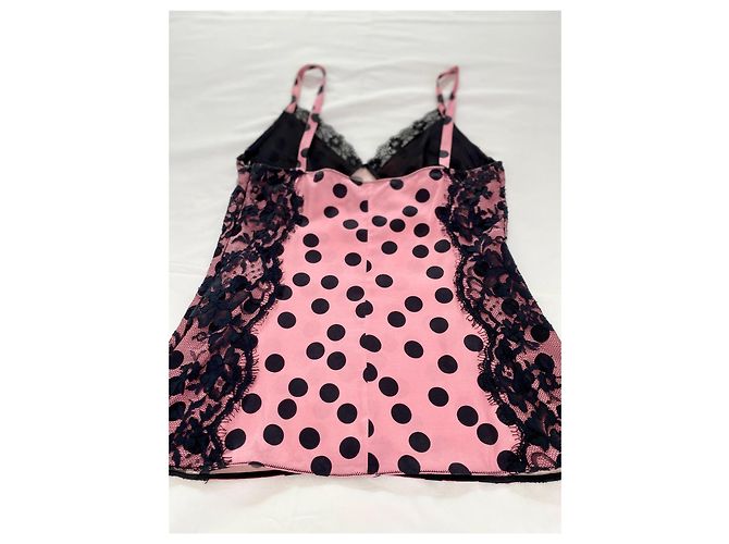 Dolce & Gabbana Top alças tecido e renda Preto Rosa - vista 5