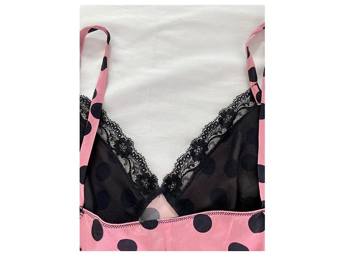 Dolce & Gabbana Top alças tecido e renda Preto Rosa - vista 6