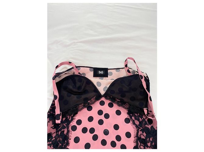 Dolce & Gabbana Top alças tecido e renda Preto Rosa - vista 8