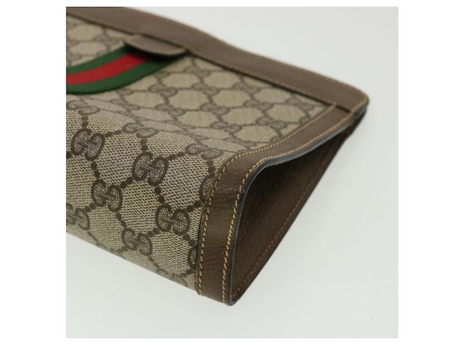 GUCCI Pochette in tela GG Canvas Web Sherry Line Beige Rosso Verde Auth am3107 - vista 14