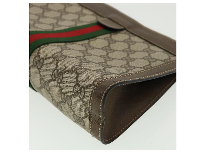 GUCCI Pochette in tela GG Canvas Web Sherry Line Beige Rosso Verde Auth am3107 - vista 15