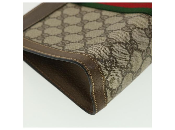 GUCCI Pochette in tela GG Canvas Web Sherry Line Beige Rosso Verde Auth am3107 - vista 16