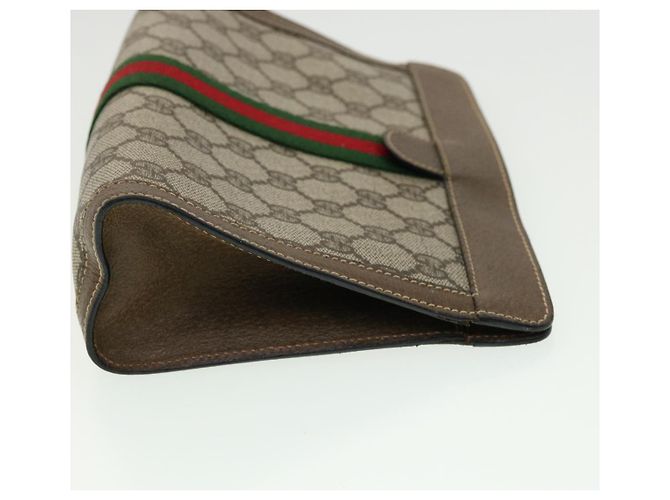 GUCCI Pochette in tela GG Canvas Web Sherry Line Beige Rosso Verde Auth am3107 - vista 3