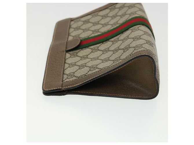 GUCCI Pochette in tela GG Canvas Web Sherry Line Beige Rosso Verde Auth am3107 - vista 4