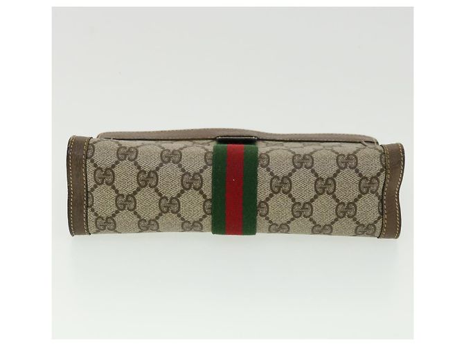 GUCCI Pochette in tela GG Canvas Web Sherry Line Beige Rosso Verde Auth am3107 - vista 6