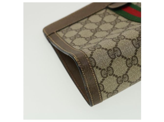 GUCCI Pochette in tela GG Canvas Web Sherry Line Beige Rosso Verde Auth am3107 - vista 7