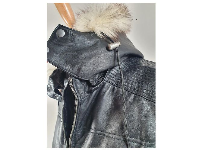 Giacca Rochas in pelle nera e pelliccia Nero - vista 10