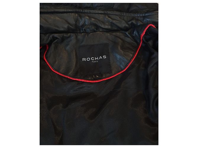 Giacca Rochas in pelle nera e pelliccia Nero - vista 11