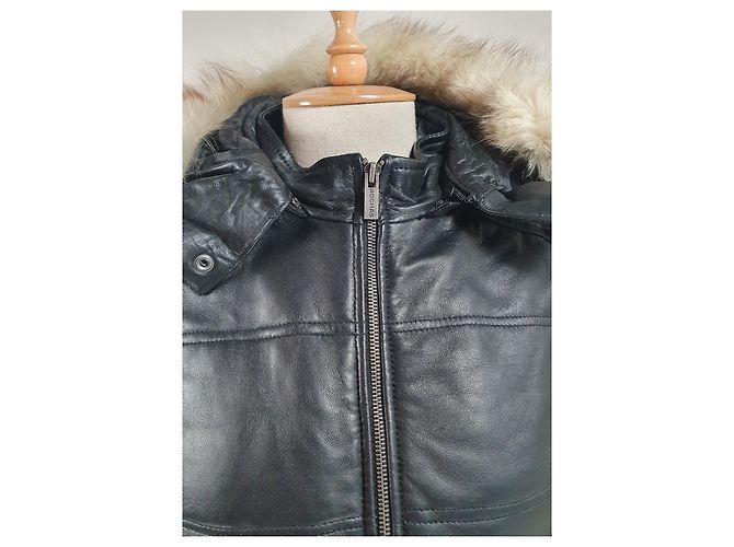 Giacca Rochas in pelle nera e pelliccia Nero - vista 3