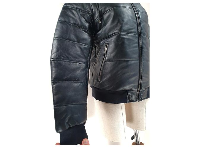 Giacca Rochas in pelle nera e pelliccia Nero - vista 4