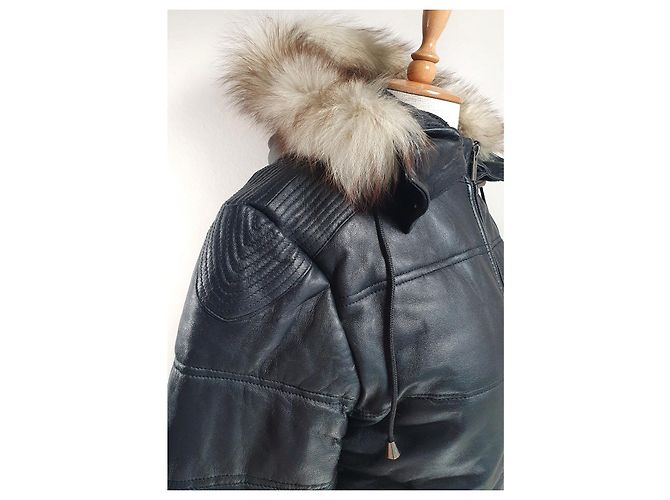Giacca Rochas in pelle nera e pelliccia Nero - vista 6
