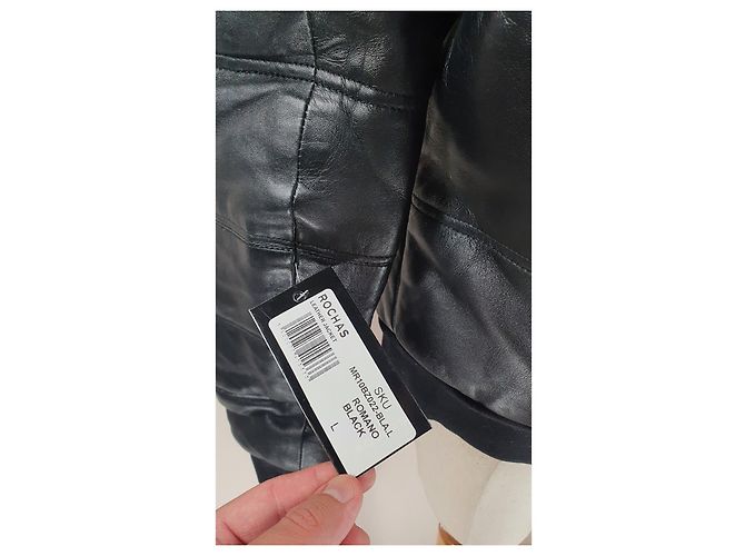 Giacca Rochas in pelle nera e pelliccia Nero - vista 8