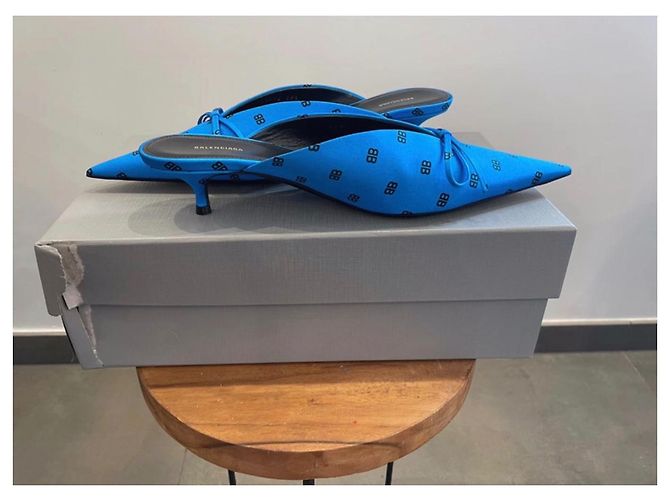 Balenciaga Crepe di raso stampate BB Blu - vista 3