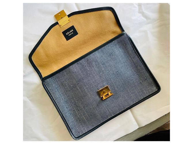 Classic Box Céline Pochette vintage Celine Blu - vista 4