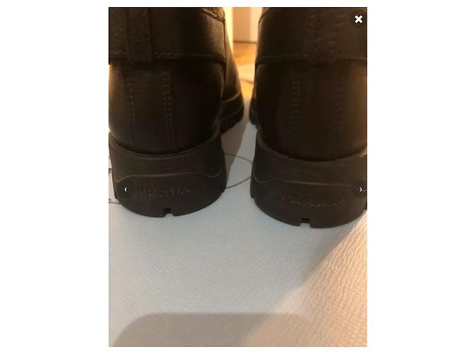 Botines Prada en piel de cordero negro - vista 5