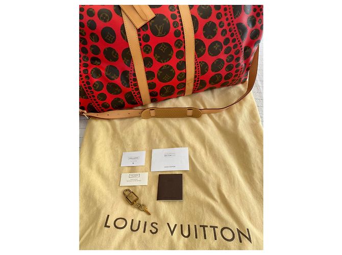 Louis Vuitton Monogramma Yayoi Kusama Keepall Bandouliere Marrone Rosso - vista 14