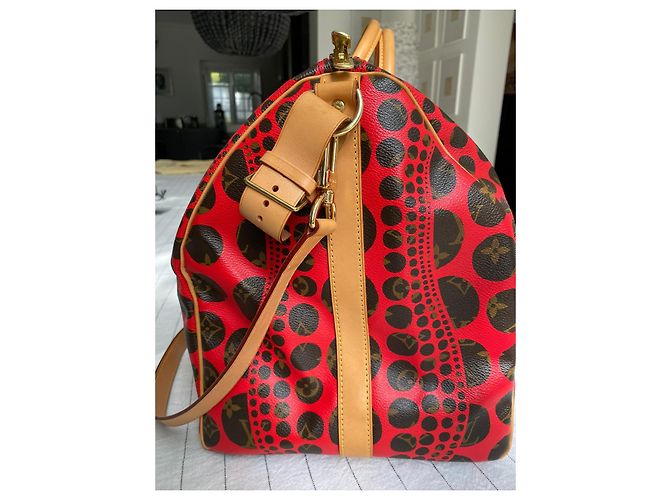 Louis Vuitton Monogramma Yayoi Kusama Keepall Bandouliere Marrone Rosso - vista 2