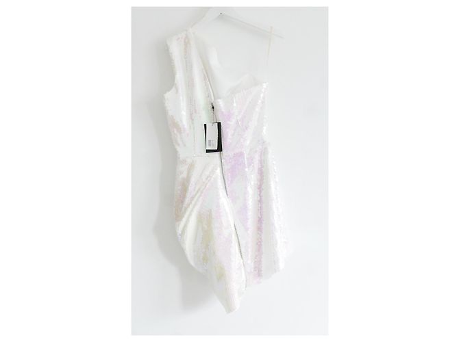Autre Marque Alex Perry Kea Minikleid mit Pailletten an einer Schulter Pink Weiß - Ansicht 2
