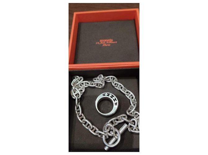 Hermès collana Chaine d'ancre e anello argento - vista 2