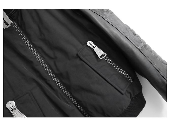 Giacca biker Philipp Plein in nylon e pelle Nero - vista 3