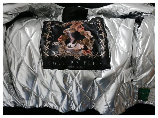 Giacca biker Philipp Plein in nylon e pelle Nero - vista 6