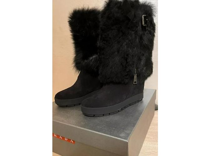 Botas Prada de ante negro - vista 4