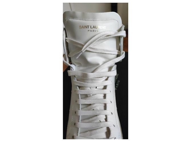 Sneakers alte Yves Saint Laurent in pelle di struzzo color eggshell Bianco sporco - vista 12