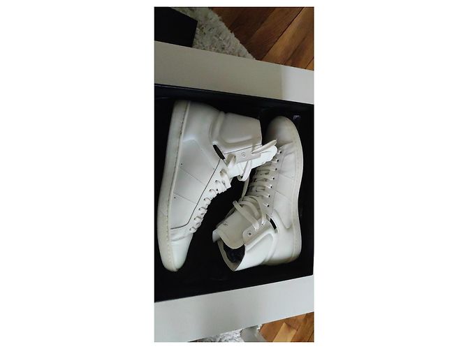 Sneakers alte Yves Saint Laurent in pelle di struzzo color eggshell Bianco sporco - vista 14