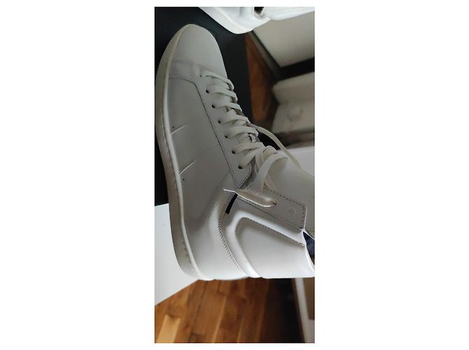 Sneakers alte Yves Saint Laurent in pelle di struzzo color eggshell Bianco sporco - vista 4