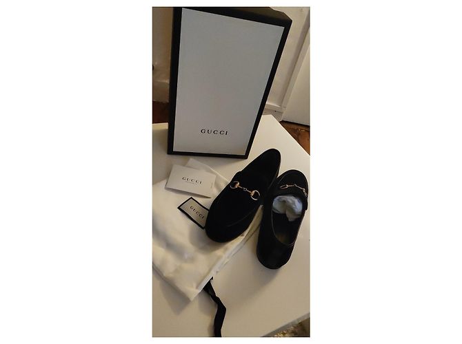 Mocassini Gucci in velluto nero - vista 2