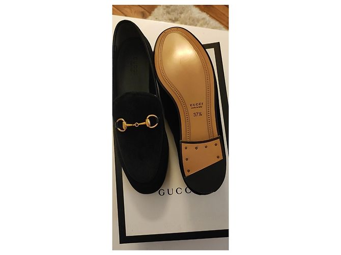Mocassini Gucci in velluto nero - vista 3