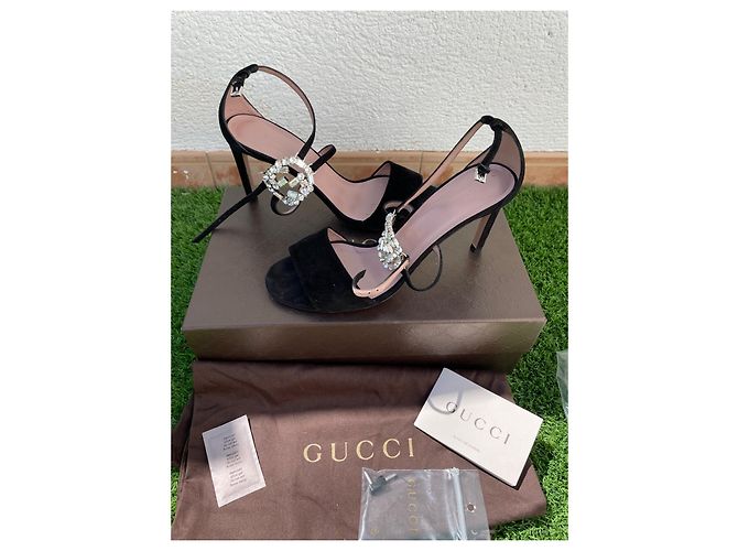 Décolleté Gucci in pelle nera con cristalli Swarovski 38 - vista 5