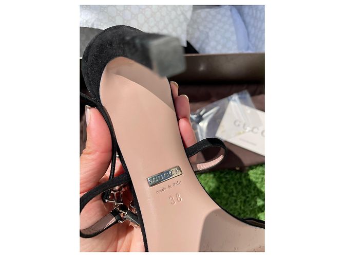 Décolleté Gucci in pelle nera con cristalli Swarovski 38 - vista 7