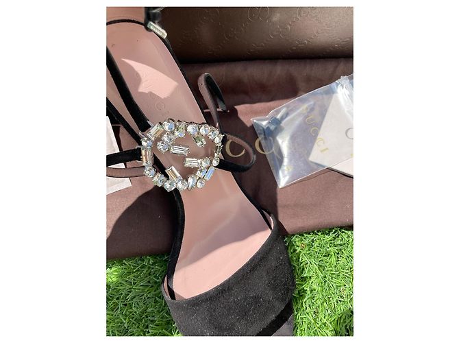 Décolleté Gucci in pelle nera con cristalli Swarovski 38 - vista 8