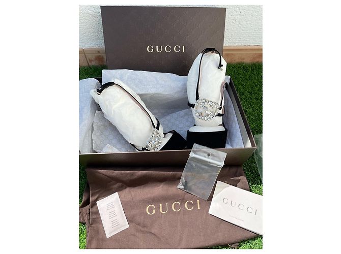 Décolleté Gucci in pelle nera con cristalli Swarovski 38 - vista 9