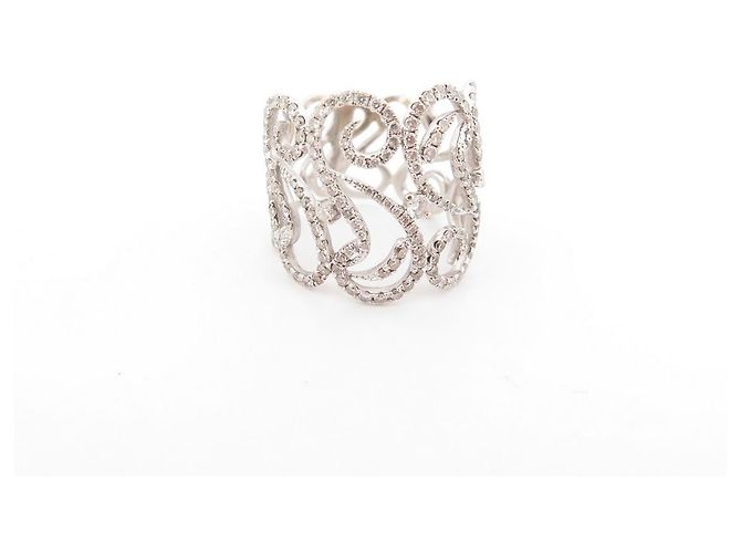 DJULA-WELLENSPITZENRING 50 in Weißgold 18K & DIAMANT WEISSGOLDRING Silber - Ansicht 2