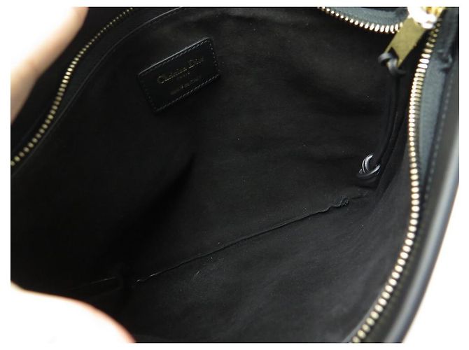 NUOVA BORSA A BORSA BORSA CHRISTIAN DIOR STRIPE S5543PELLE NERA CGSB - vista 3