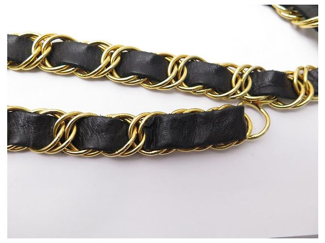 VINTAGE CHANEL GÜRTEL INTERLACED KETTENMEDAILLON LOGO CC T60 BEIM 90 Gürtel Golden - Ansicht 4