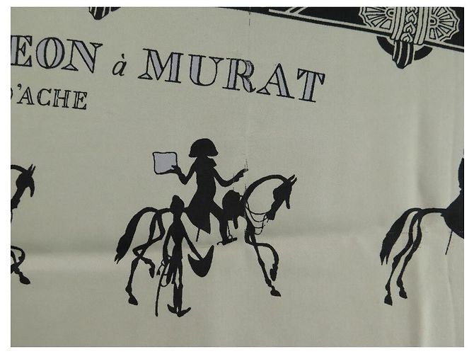 Hermès RARO SCIARPA VINTAGE HERMES LETTERA DA NAPOLEONE A MURAT 1950 SCIARPA GRYGKAR Blu - vista 5