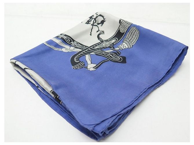 Hermès RARO SCIARPA VINTAGE HERMES LETTERA DA NAPOLEONE A MURAT 1950 SCIARPA GRYGKAR Blu - vista 6
