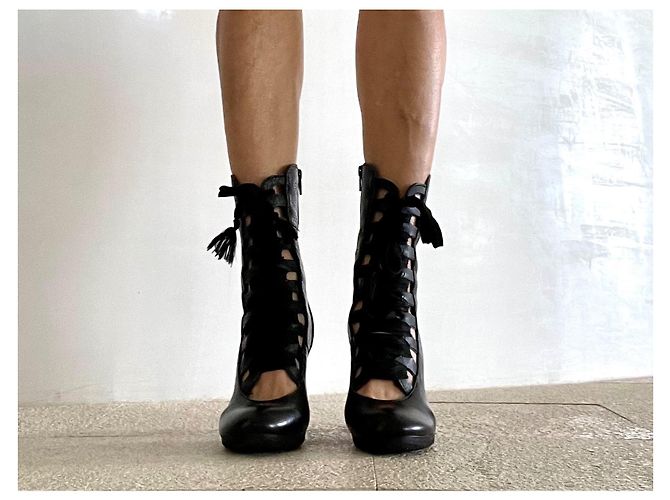 Autre Marque Stivali stringati OVYÉ T in pelle nera.38 Nero - vista 2