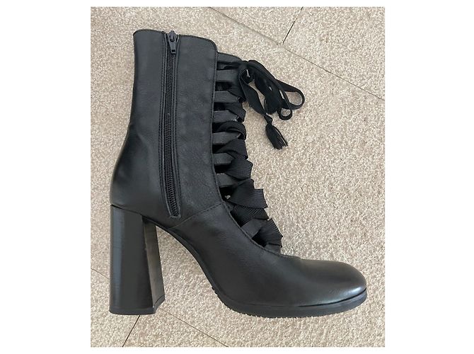 Autre Marque Stivali stringati OVYÉ T in pelle nera.38 Nero - vista 7
