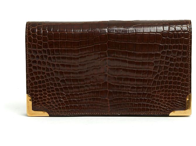 Hermès ANGOLI IN ORO COCCODRILLO MARRONE SU MISURA Marrone scuro - vista 2