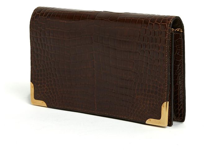 Hermès ANGOLI IN ORO COCCODRILLO MARRONE SU MISURA Marrone scuro - vista 3