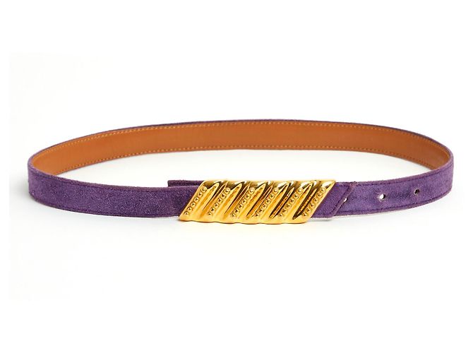 Hermès T70 HEBILLA DORADA ANTE MORADO Púrpura Gold hardware - vista 2