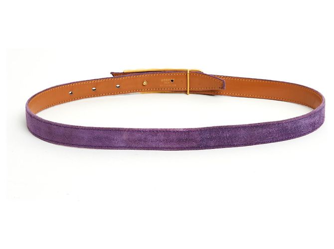 Hermès T70 HEBILLA DORADA ANTE MORADO Púrpura Gold hardware - vista 3