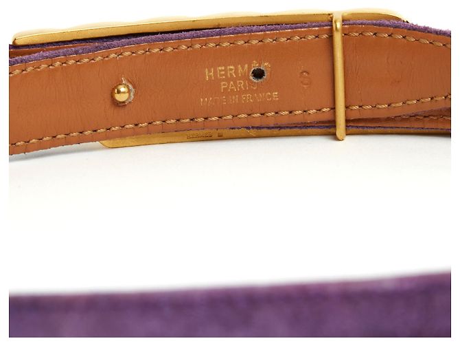 Hermès T70 HEBILLA DORADA ANTE MORADO Púrpura Gold hardware - vista 4