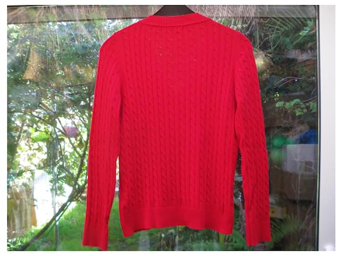 Burberry Roter Baumwollpullover mit Zopfmuster - Ansicht 2