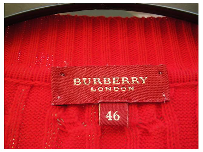Burberry Roter Baumwollpullover mit Zopfmuster - Ansicht 3